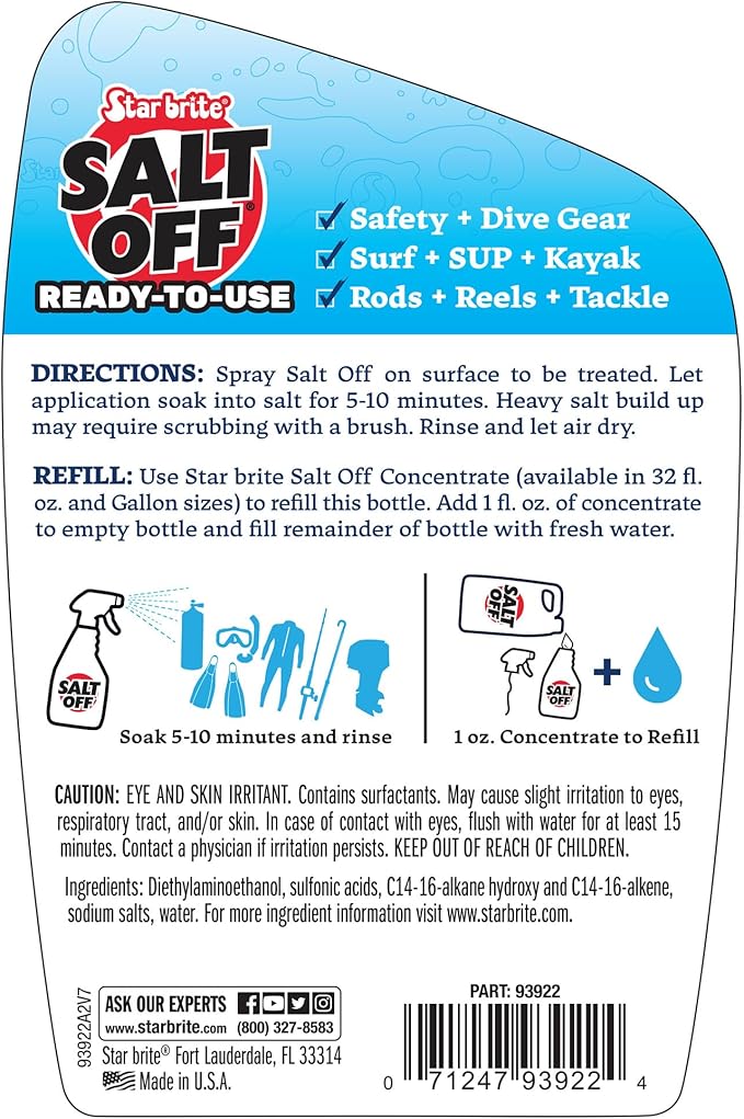 STAR BRITE Salt Off Spray - Ready-To-Use Salt Remover Wash for Boats, Vehicles, Trailers and Fishing Gear - 22 Ounce Spray
