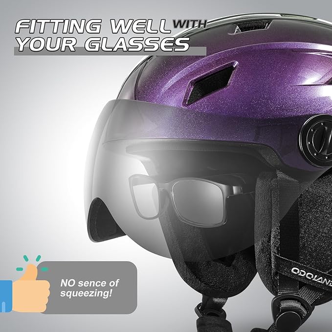 Odoland Ski Helmet with 2-in-1 Visor Goggles, Light Weight Snowboard Helmet for Men Women, Snow Sport Helmets for Skiing, Skating, Snowboarding