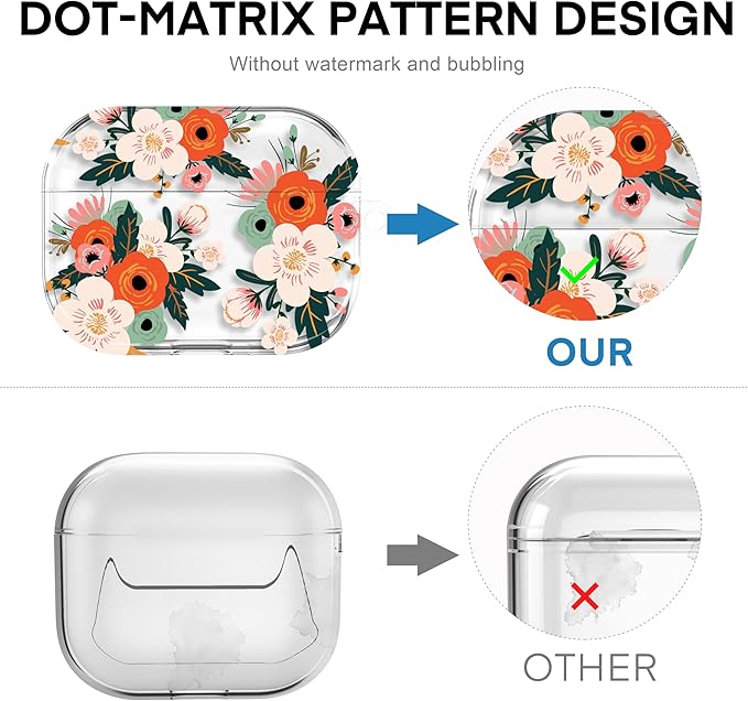 Maxjoy for AirPods Pro 3rd Generation Case, Clear AirPods Pro 3 Case for Women Girly Cute Soft AirPod Pro 3 Cover with Keychain Strap for AirPod Pro 3rd Gen Cover 2025, Floral