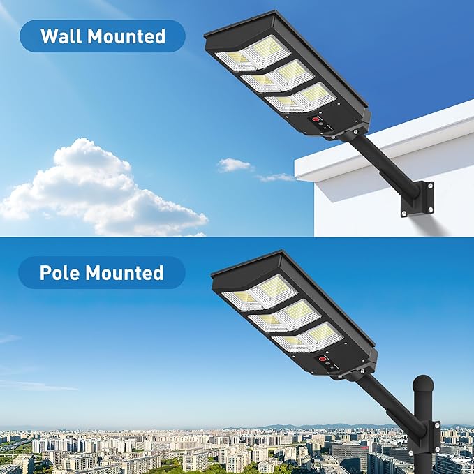 Solar Lights Outdoor - Solar Street Light Motion Sensor, Wide Angle 6500K Solar Lights Outdoor Waterproof, Outdoor Light Dusk to Dawn with Remote Control (4Pack)