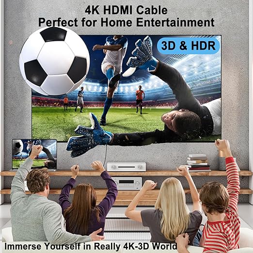 HDMI Cable 3FT 3 Pack Black, 4K HDMI Cord 3FT High Speed Shielded HDMI to HDMI 2.0 Cable with 4K@60Hz/ 2K@144Hz/ 1080P,HDCP 2.2, HDR, ARC for Laptop, Monitor, KVM, Splitter, PS5, PS4, Xbox, Soundbar