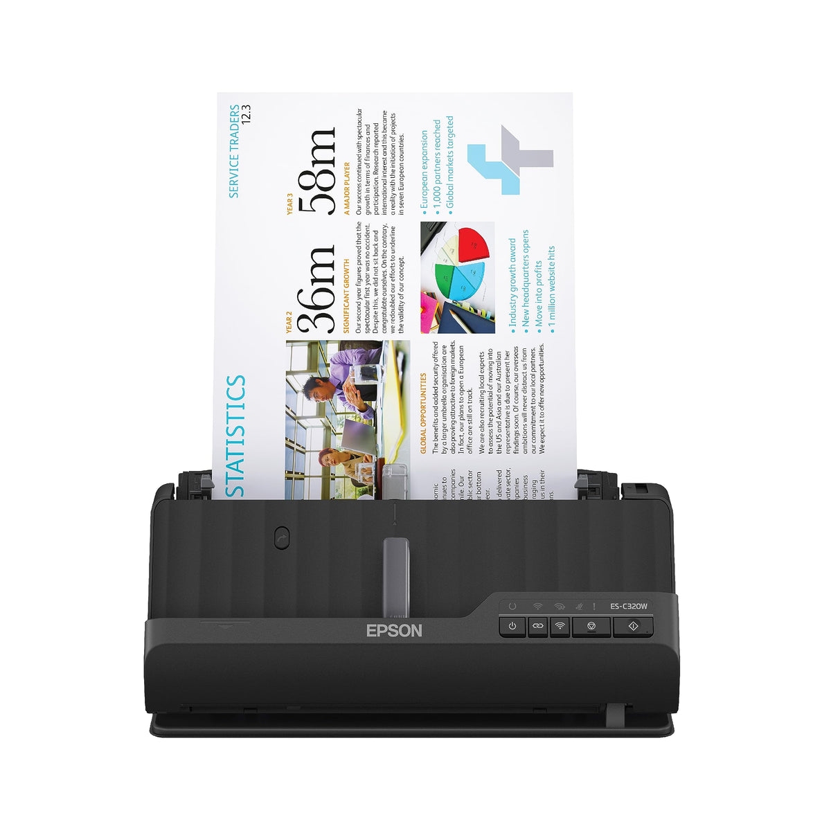 Epson Workforce ES-C320W Wireless Compact Document Scanner Duplex 20-pg ADF