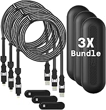 Rolling Square New inCharge XL 6-in-1, (3X Pack) Multi Charging Cable 100W Ultra-Fast Charging, Portable USB and USB-C Cable, 10Ft/3m, Black - Image 1