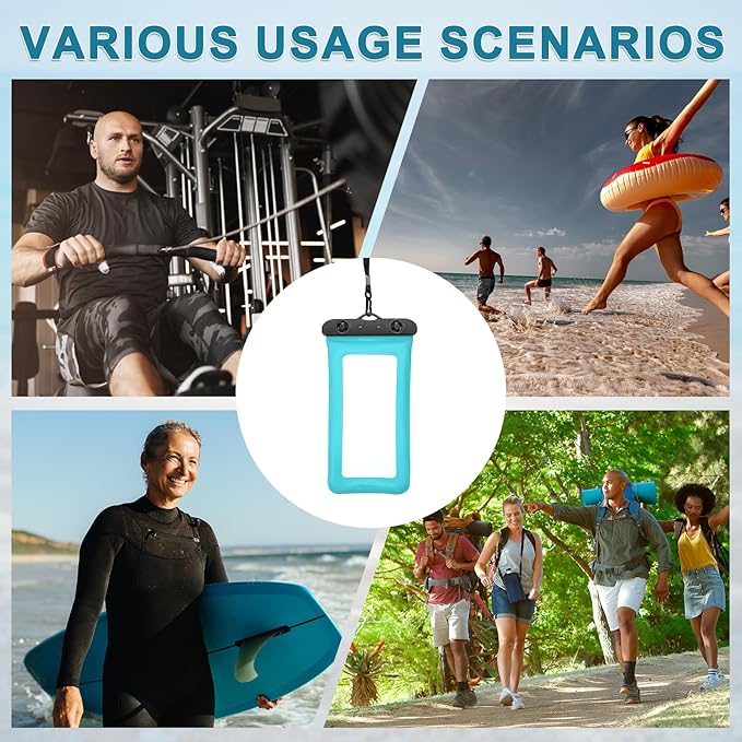 PATIKIL 3Pcs Waterproof Phone Pouch Floating No Sink Universal Cellphone Dry Bag Waterproof Phone Case for Kayaking Beach Swimming Hiking, Pink Blue