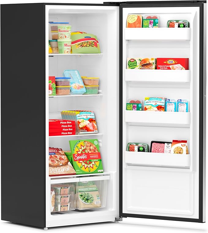 KoolMore CUFR-21C 21 cu. ft. Upright Convertible Freezer/Refrigerator, 2-in-1 Appliance, Storage for Fresh or Frozen Food and Drinks with Clear Shelves and Drawers in Silver, Stainless Steel