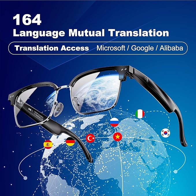 AI Smart Glasses for Women and Men, Bluetooth Sunglasses with Chat GPT and 164 Languages , Translation Glasses with Color-Change Lens, Music Playback & Hands-Free Calls, UV & Blue Light Protection
