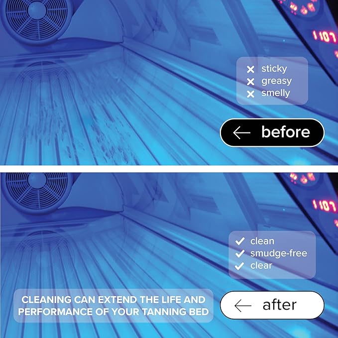 Tanning Bed Cleaner Acrylic Cleaner for Indoor Tanning Beds - Up to 2000 sq ft of Coverage - 1 Gallon Universal, Streak-free, Professional Cleaning Solution for All Non-Porous Surfaces
