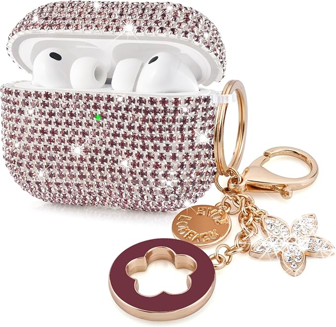 Bling Airpods iPods Pro 3 Case Cover 2025, VISOOM Rhinestone Airpods Pro 3 Cases Cute Glitter Jewelry Airpod iPod Pro3 Cases for Sparkly Apple AirPods iPods Pro 3rd Gen Case with Keychain for Women
