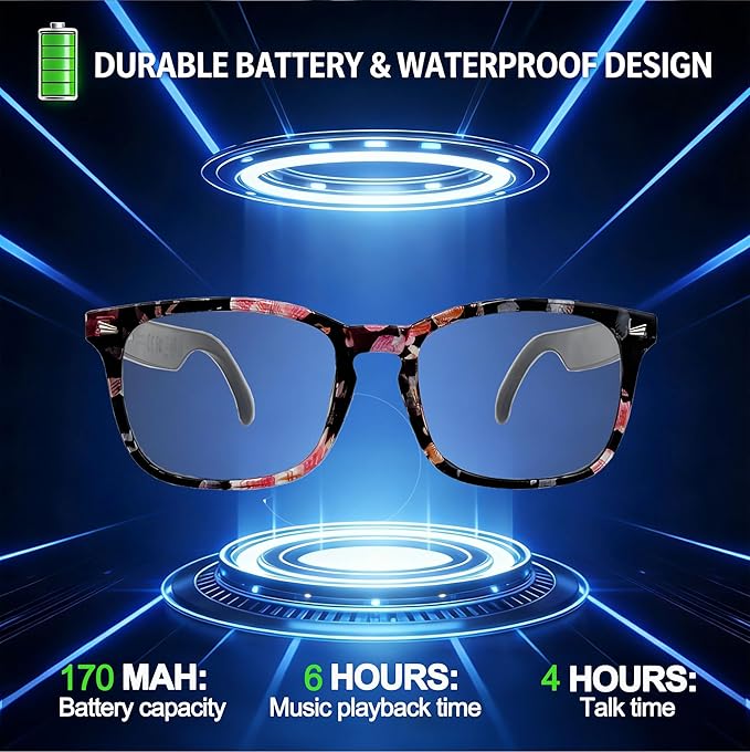 AI Smart Wireless Bluetooth Translation Glasses for Men/Women with Speakers/Bluetooth&140+ Languages Translation Sports/Travel/Drive/Busniess (C3+AI+Color Change Lenses+BaoHua)