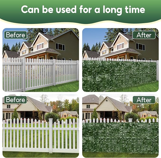 Artificial Ivy Privacy Fence Screen, 160x40 inch Artificial Hedge Grass Wall，Faux Ivy Fence Privacy Screen, Decoration for Patio, Balcony, Garden, Backyard Indoor Outdoor Decor