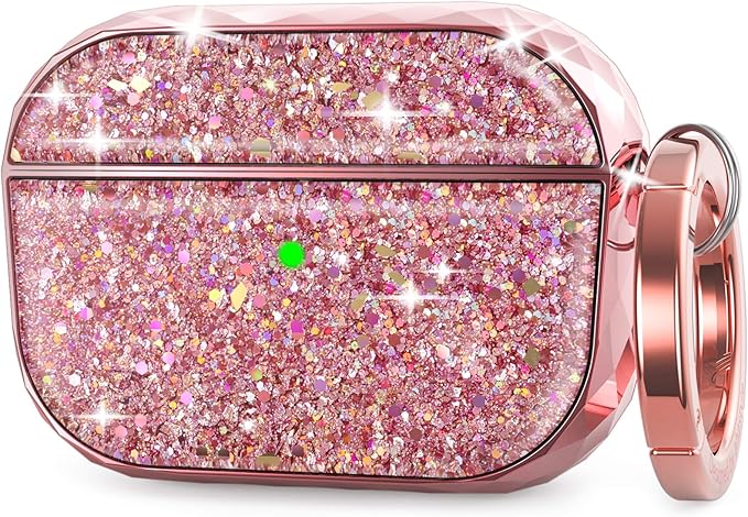 AhaStyle AirPods Pro Case Cover for Women Girls, Luxury Glossy Hard Shell Case Cover Accessories Compatible with Apple AirPods Pro Charging Case (Rose Gold)