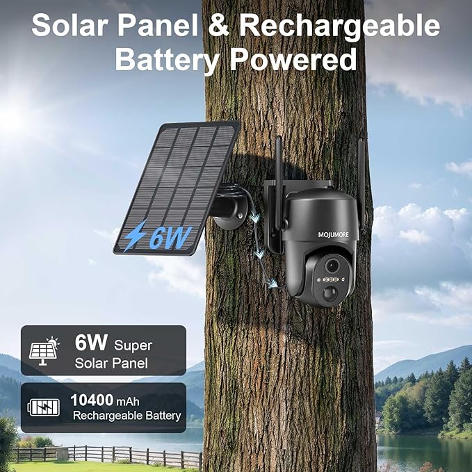 4G LTE Cellular Security Camera, No WiFi Security Camera Outdoor, Solar Security Cameras Wireless Outdoor, 2K Color Night Vision, Motion Alert, Playback, SIM Included, 2-Way Talk