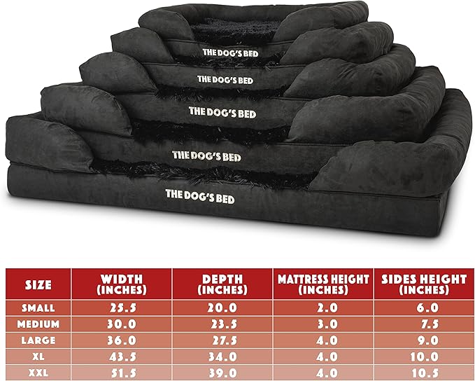 The Dog’s Bed, Medium Black Faux Fur, Memory Foam, Pain Relief: Arthritis, Hip & Elbow Dysplasia, Post Surgery, Lameness, Supportive, Calming, Washable Cover