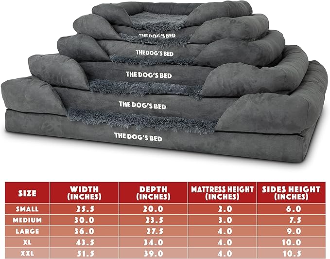 The Dog’s Bed Medium Oxford Grey, Memory Foam, Pain Relief: Arthritis, Hip & Elbow Dysplasia, Post Surgery, Lameness, Supportive, Calming, Waterproof Washable Cover