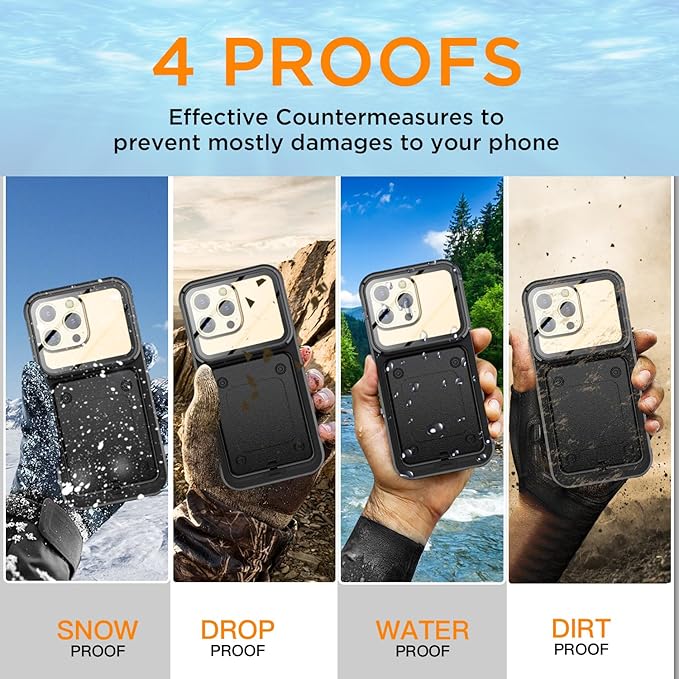 AICase Waterproof Phone Case,Universal Self-Check Function Underwater Pouch Dry Bag Beach Floating Shower Snorkeling for 16promax/16plus/15promax/15plus/14promax/14plus/13promax/12promax for 6.9"