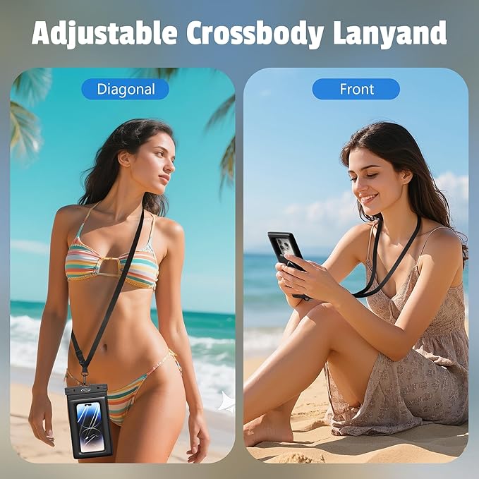 AiRunTech Floating Waterproof Phone Pouch,Double Seal Phone Case with Lanyard Protector for iPhone 17 16 15 14 13 12 Pro Max,Kayak Cellphone Bag Beach Cruise Ship Essentials Vacation Accessories