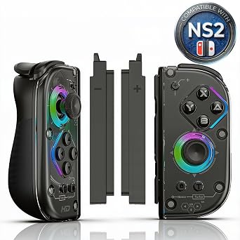 TNDA Wireless Controller Compatible with Switch and Switch 2, Charging Adapters Included, Hall Effect Joystick Wireless Joypad with RGB Lighting, 6-Axis Gyroscope Motion Control, Turbo Button, Rechargeable Battery