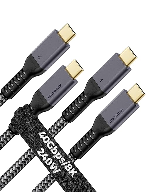 Maxonar 2-Pack USB4 for Thunderbolt 4 Cable, 40Gbps, 240W, 8K 3.3FT