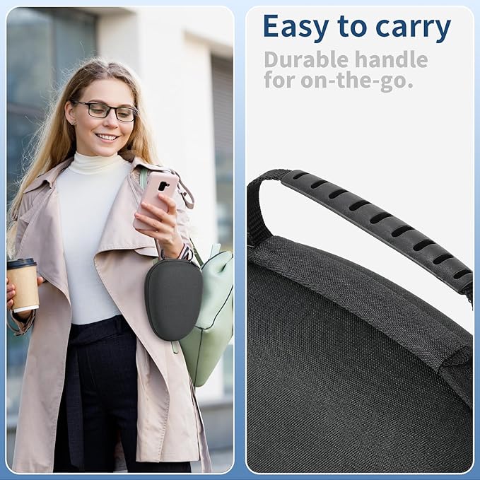 Maxjoy for AirPods Max Case [Shockproof & Dustproof] - Premium PU Leather & EVA Hybrid Hard Protective Cover, Travel Carrying Case with Storage for Apple AirPods Max Headphones (Black Elliptical)
