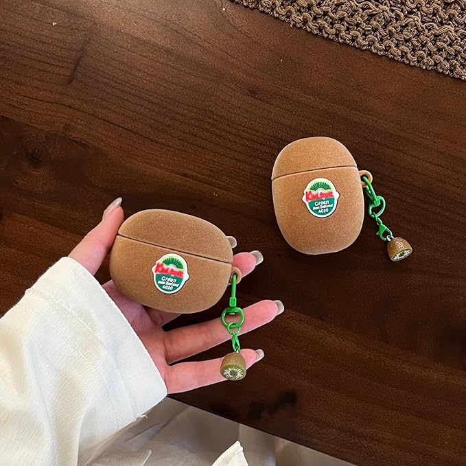 SGVAHY for AirPods 1&2 Case with Keychain Cute 3D Cartoon Kiwi Fruit Pattern Design Soft Silicone Cover for Women Girls Anti-Fall Shockproof Protective Case for AirPods 2nd 1st Generation