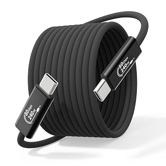 Thunderbolt 5 Cable 6FT/2M, 240W Long USBC to USBC Cable Charging,80Gbps Data Transfer,Up to 120Gbps Bandwidth, 8K/4K Displays Compatible Thunderbolt 4, SSD, MacBook M4 Pro/Max, iPhone 17/16 and More