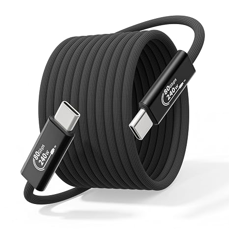 Thunderbolt 5 Cable 6FT/2M, 240W Long USBC to USBC Cable Charging,80Gbps Data Transfer,Up to 120Gbps Bandwidth, 8K/4K Displays Compatible Thunderbolt 4, SSD, MacBook M4 Pro/Max, iPhone 17/16 and More