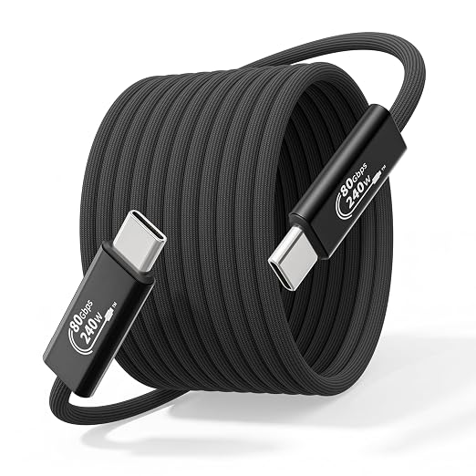 Thunderbolt 5 Cable 6FT/2M, 240W Long USBC to USBC Cable Charging,80Gbps Data Transfer,Up to 120Gbps Bandwidth, 8K/4K Displays Compatible Thunderbolt 4, SSD, MacBook M4 Pro/Max, iPhone 17/16 and More