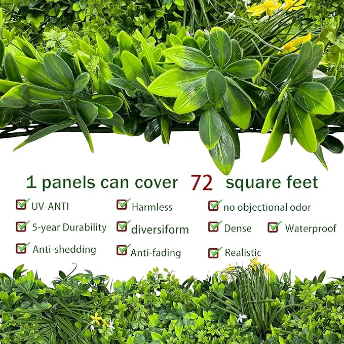 Artificial Plant Wall Roll: 6FT X12FT (72 sqft) UV-Anti Ivy Privacy Fence Screen Faux Greenery Panels Backdrop Boxwood Ivy Vine Leaf Hedge Fence for Indoor Outdoor Green Decor