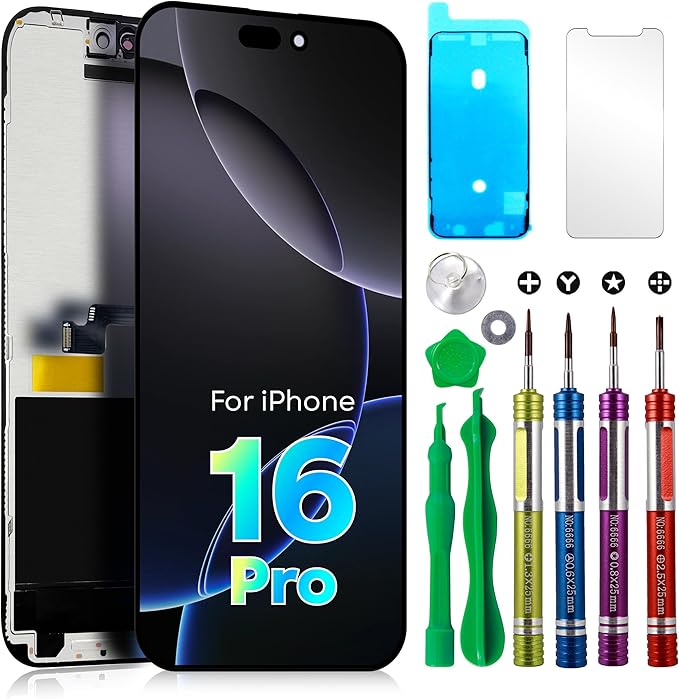 LCD Screen Replacement for iPhone 16 Pro 6.3 inch (Model A3083, A3292, A3294, A3293) 3D Touch Screen Display digitizer Repair kit Assembly
