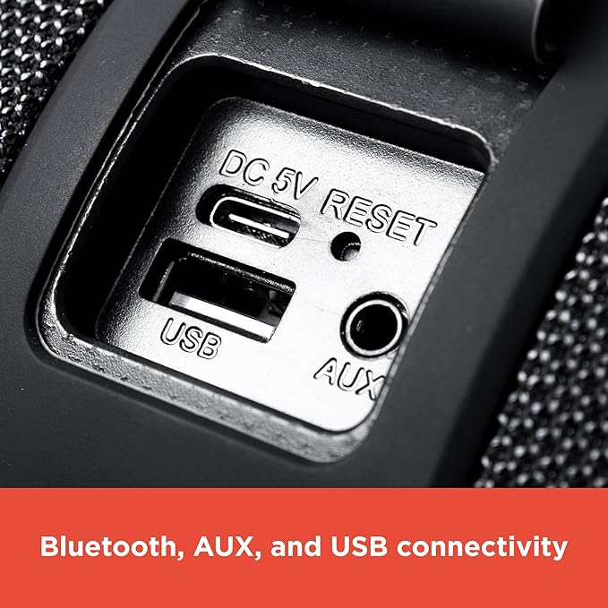 RadioShack IPX6 Waterproof Bluetooth Speaker with RGB Light and Mic, 14W (Black)