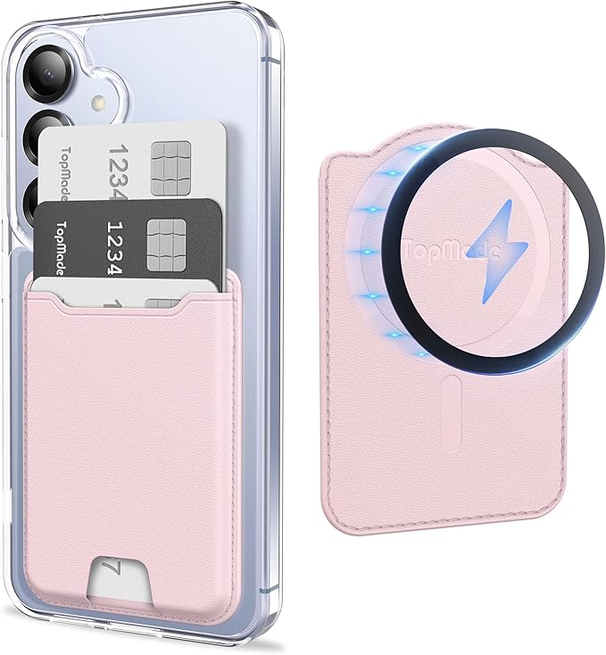 TopMade for MagSafe Wallet, Magnetic Wallet for Samsung Galaxy S26/S25/S24 Series and Z Fold 7 with Magnetic Case, Phone Wallet for iPhone 16/15/14/13/12 Series, RFID Blocking, Fits 4 Cards,Pink