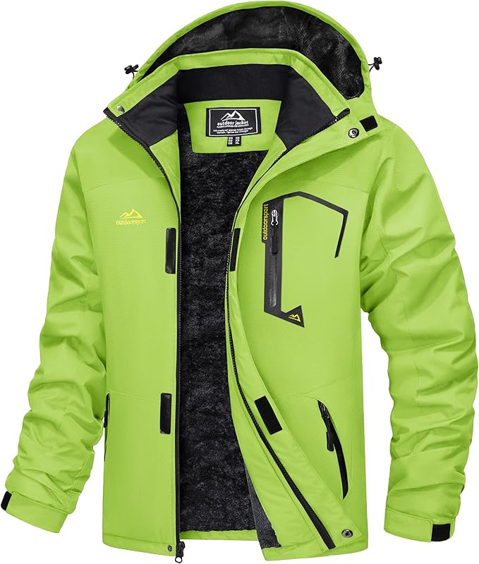 MAGCOMSEN Men's Winter Coats Water Resistant Ski Snow Jacket Warm Fleece Jacket Parka Raincoats With Hood Multi-Pockets