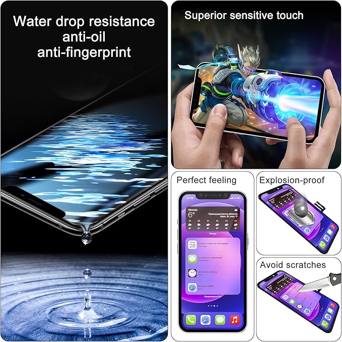 for iPhone 15 Screen Replacement 6.1', 3D Touch Display Full Repair kit, Digitizer Glass Assembly with Tools Set, Tempered Glass, Instruction