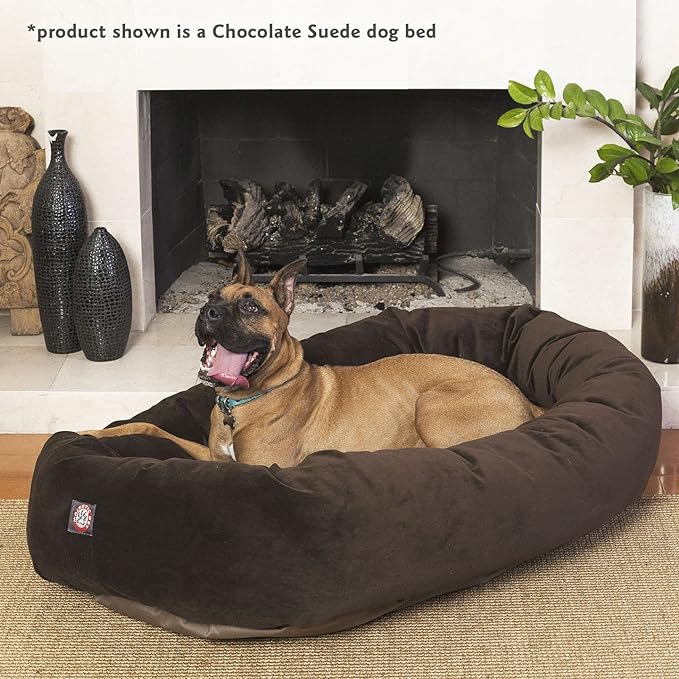 Majestic Pet 40 Inch Large Washable Dog Bed, Orthopedic Donut Cuddle Furniture for Big Dogs, Soft and Cozy Faux Suede Calming Pet Crate Pad & Mat, Fluffy Pet Bed - Gray