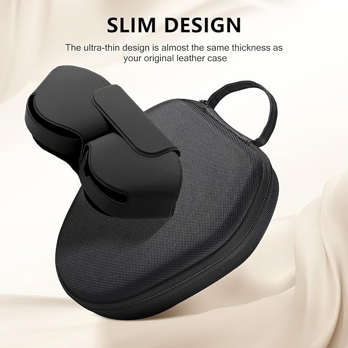 Maxjoy for AirPods Max Case [Shockproof & Dustproof] - Premium PU Leather & EVA Hybrid Hard Protective Cover, Travel Carrying Case with Storage for Apple AirPods Max Headphones (Black)