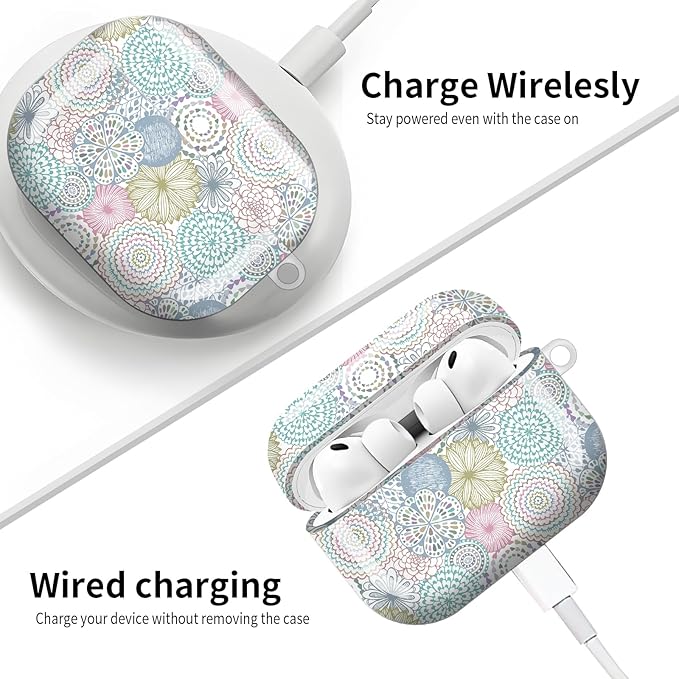 Compatible with AirPod Pro 3 (2025),Cute Case Cover for Women & Men, Full Protection Shockproof Hard Case with Keychain, Wireless Charging Case Accessories(Colorful Fancy Circle)