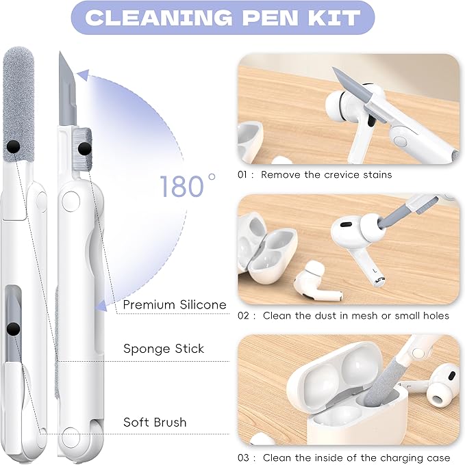 for Airpods Pro 2nd/1st Generation Case Cover, Compatible with Airpods Pro Case 2nd Gen USB C Charging Port, Clear Soft Transparent Military Grade Shockproof Case, Clear Purple
