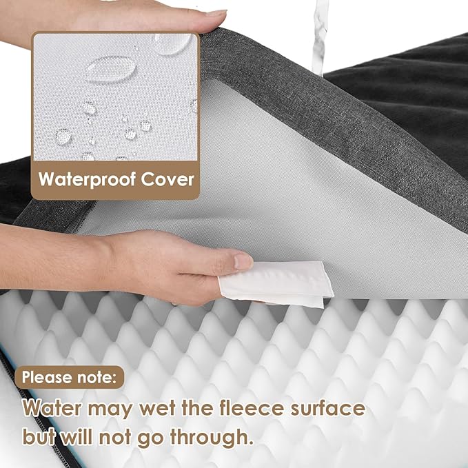 EHEYCIGA Memory Foam Dog Bed Orthopedic 47"x29"，Waterproof Pet Bed for XXLarge Dog Bed ，Washable Pet Mat with Removable Cover, Dark Grey