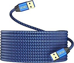 USB to USB Cable 20FT, Durable Braided USB 3.0 Male to Male Type A to Type A Data Transfer Cable, Compatible with Hard Drive, Laptop, DVD Player, TV, USB Hub, Monitor, Camera, Set-Top Box - Image 1