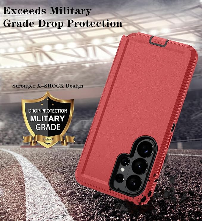 ONOLA Phone Case for Samsung Galaxy S26 Ultra Case with HD Screen Protector, Heavy Duty Shockproof & Dropproof 3-Layer Cover Phone Case for Galaxy S26 Ultra 6.9'',RedBlack