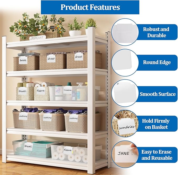 10 PCS Basket Labels,Clip On PVC Labels with Pen for Storage Bins, Removable Label Holders,Basket Tags