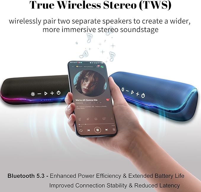 Bluetooth Shower Speaker, IPX7 Waterproof Portable Wireless Speaker, 24H Playtime, LED Lights, TWS Pairing, for Parties, Beach, Travel, Pool, Gifts, Pink
