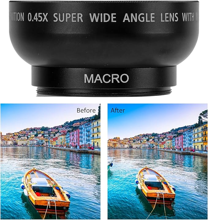 46MM 0.45X Wide Angle Lens, with Macro Photography, Enhanced Magnification, Alloy and Optical Glass, Camera Lens for 46MM Filter Aperture