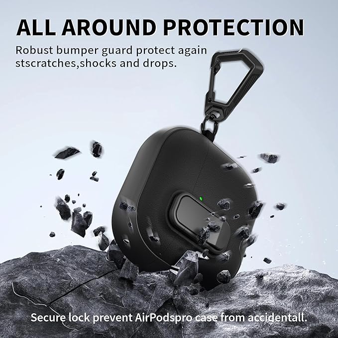 for AirPods 4 Case with Lock,TPU Leather Texture Protective Durability Anti-Lost & Shockproof Protective Cover Accessories with Cleaning Kit in Keychain for Apple AirPods 4 Generation (Black)