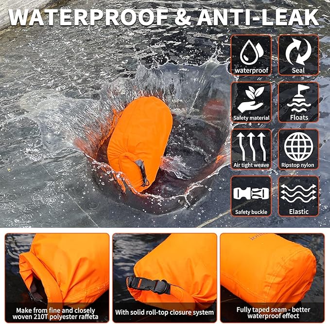 R2Depot Waterproof Dry Bag, 5L/10L/20L/40L/70L Dry Storage Bag for Kayaking, Gym, Hiking, Swimming (Purple, 20L)