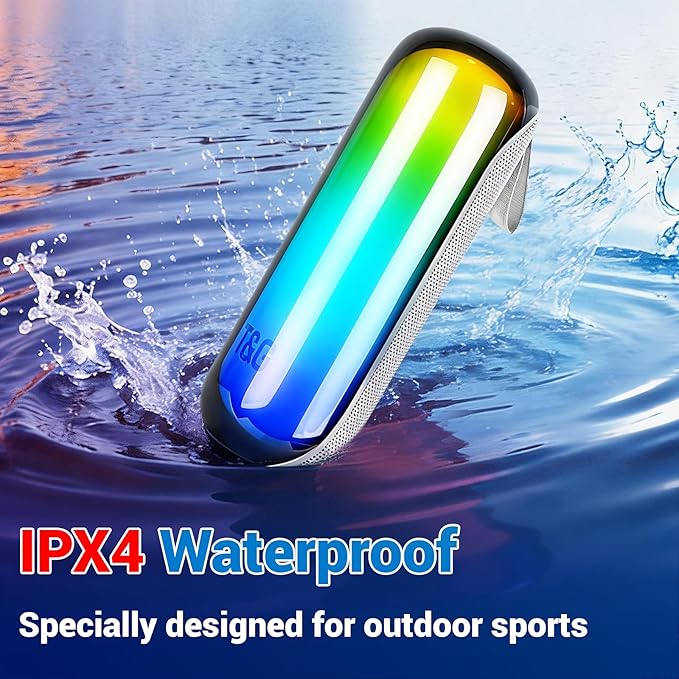 T&G Bluetooth Shower Speaker, Portable Wireless Speaker with Deep Bass & Cool Lights, IPX4 Waterproof, TWS Pairing, Perfect Stocking Stuffer for Men, Women, Teens, Boys & Girls