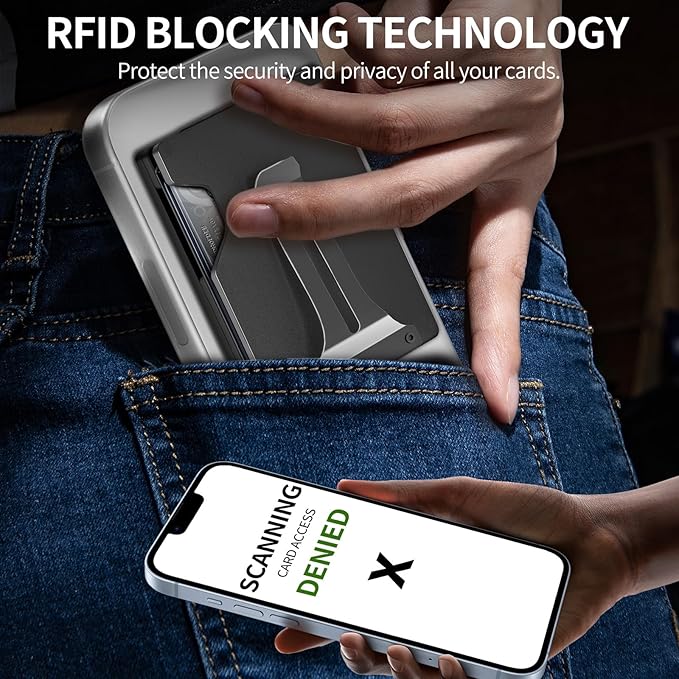 Magnetic Phone Wallet with Apple MagSafe - Metal Card Holder with AirTag Holder, RFID Blocking & Money Clip Mag Safe Wallet for iPhone 16 15 14 13 12 Pro Max/Pro/Plus/Mini