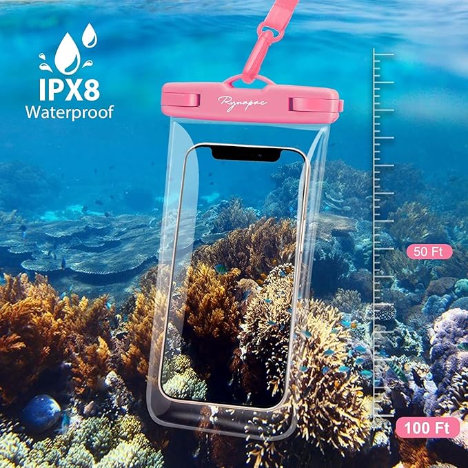 Waterproof Phone Pouch Bag - 7.5in Water Proof Cell Phone Case for Beach Travel, IPX8 Dry Bag with Lanyard for iPhone 16 15 14 Pro Max Galaxy S25+ S24+ Pixel 10 Pro, Cruise Ship Essentials