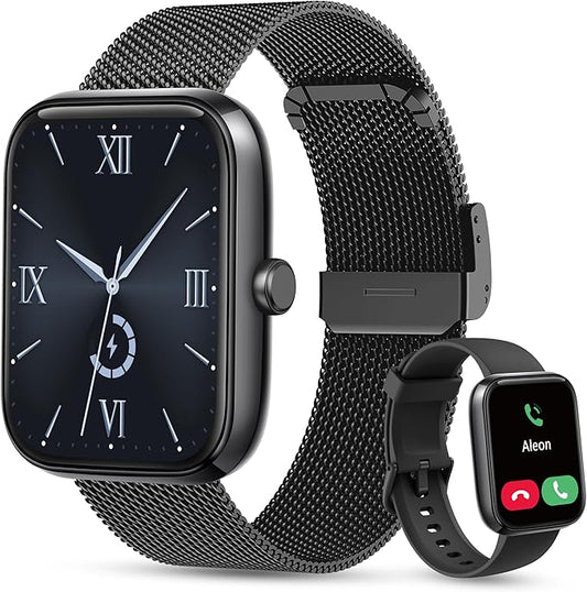 KALINCO Smart Watch Women [2 Bands, 44mm case] 1.83" Alexa Fitness Tracker, Heart Rate, Sleep, Stress Monitor, IP68 Waterproof Smartwatch, Make/Answer Calls, Compatible with iPhone & Android Phones