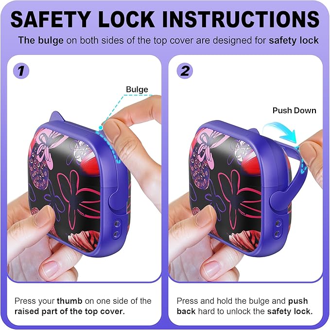 RFUNGUANGO AirPods Pro Case for Women Girly Cat Case with Lock, Phone Stand, Keychain & Cleaner Kit, Compatible with Apple Airpods Pro 2nd/1st Generation Case Cover, Purple Lotus
